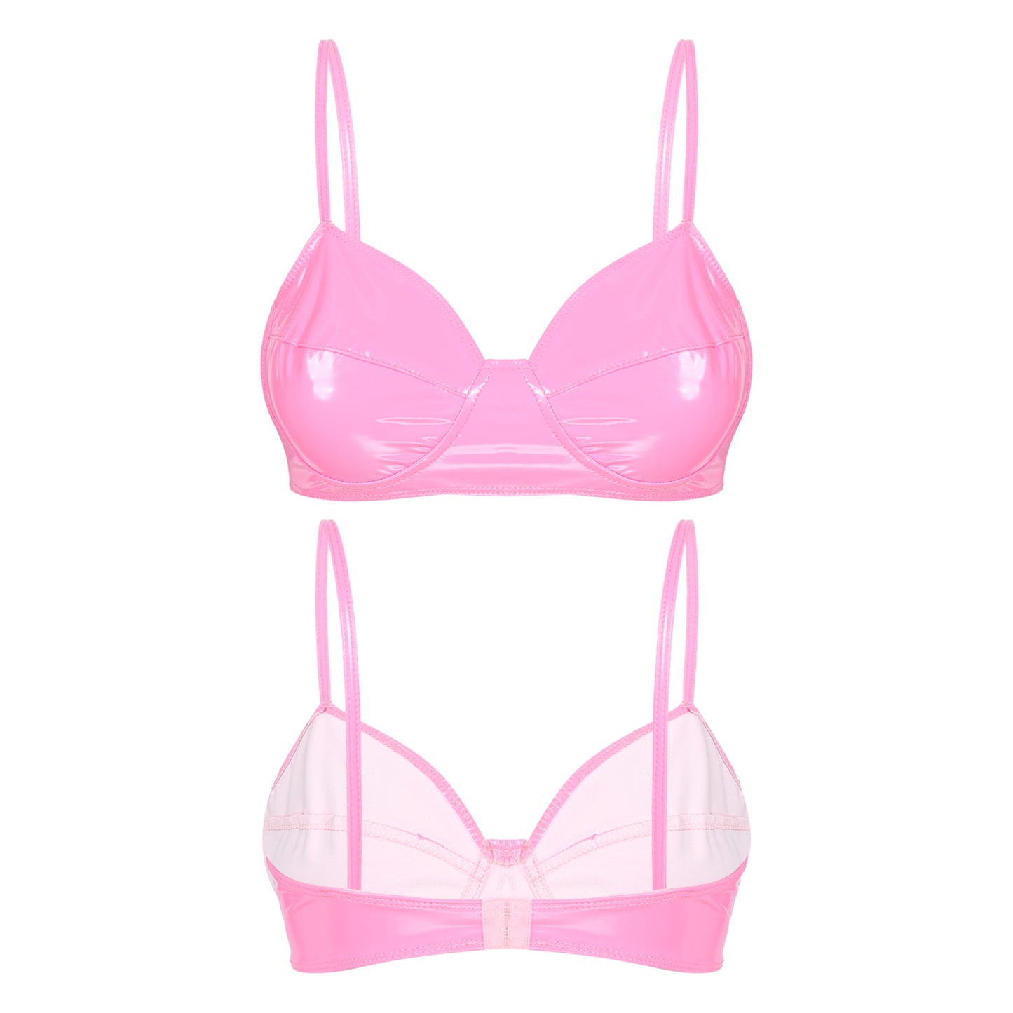 Womens Sexy Belly Dancing Clubwear Wetlook Glossy Patent Leather Bra Top Lingerie Nightclub Rave Outfit Pole Dance Bra Brassiere