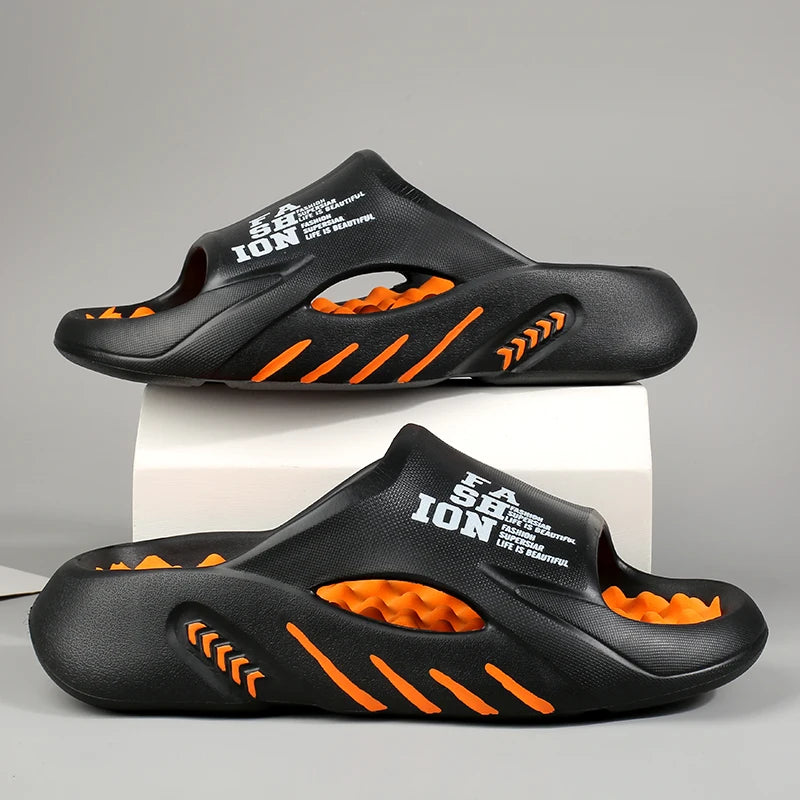 Men's Massage Slides Ultra Soft Cloud Slippers Thick Sole Non-slip Indoor Outdoor Sandals Casual Beach Flip Flops Big Size 48 49