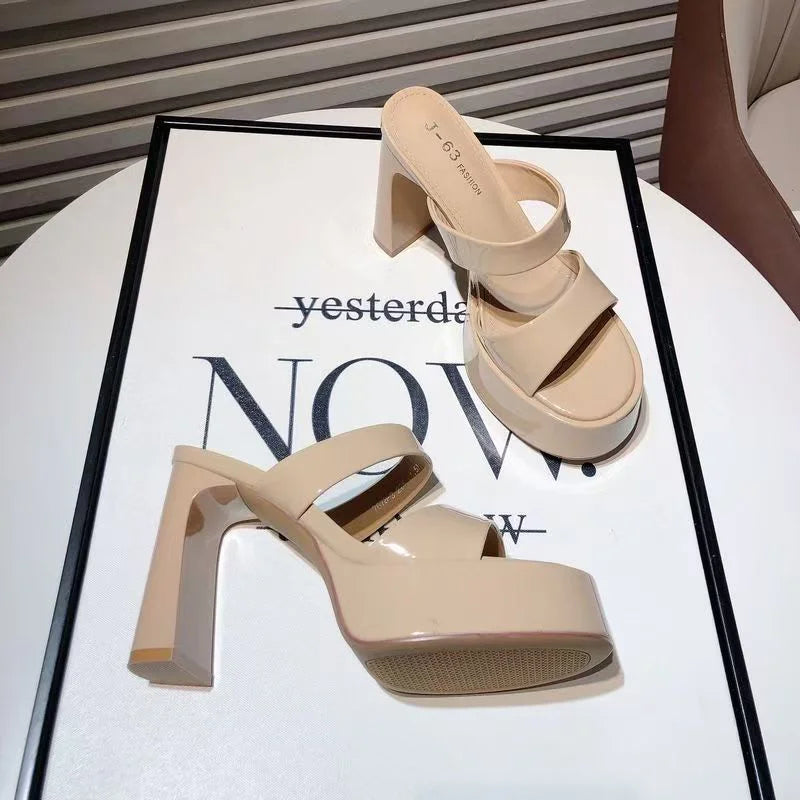 Sexy Super High Heels Women Slippers Chunky Fashion Shoes Pumps Sandals New Party Luxury Flip Flops Walking Mujer Flip Flops