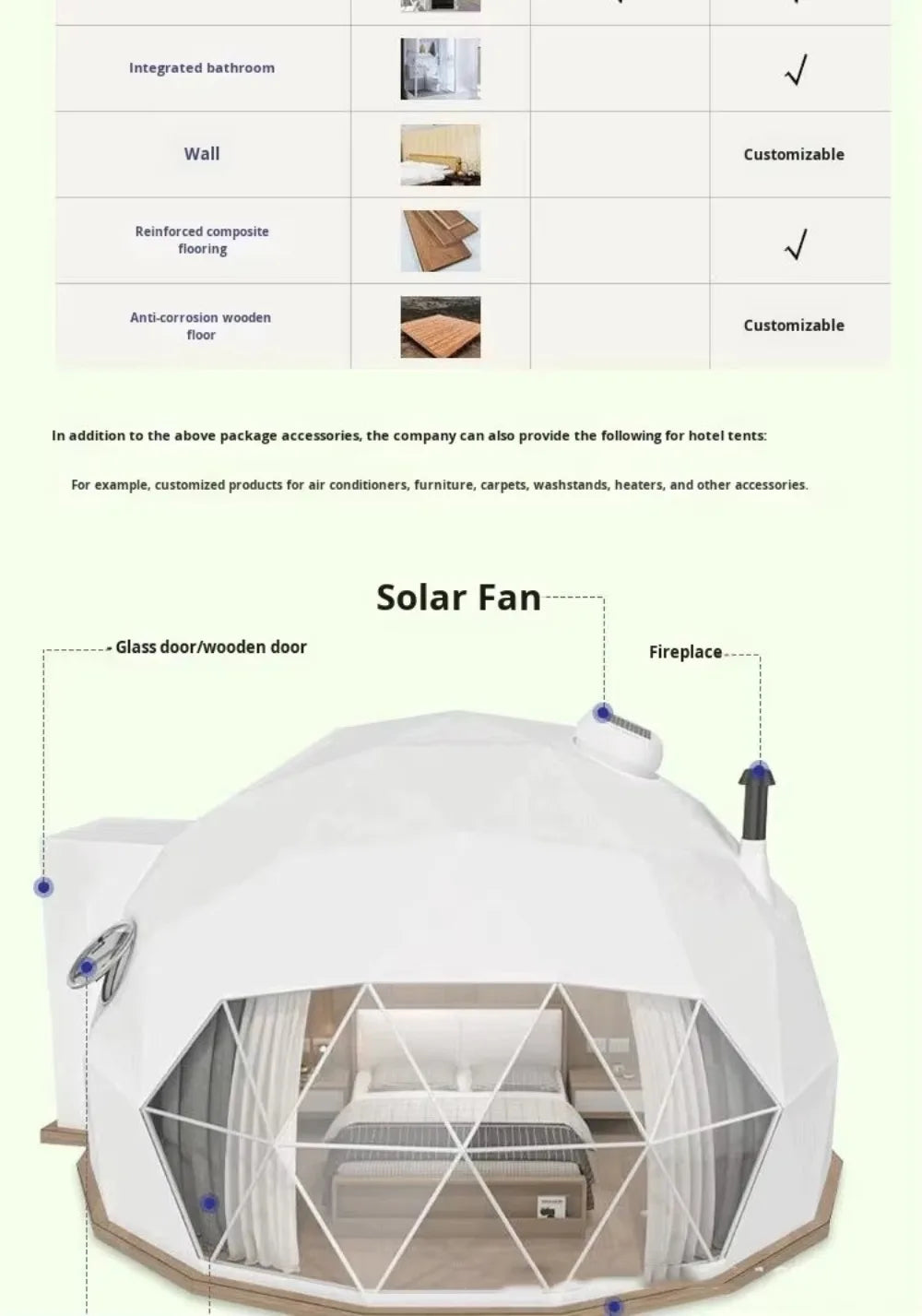 Large Geodesic Dome Tent Luxury Glamping Hotel Resort Tent Safari Accommodation Tent High Quality Factory Direct Supply