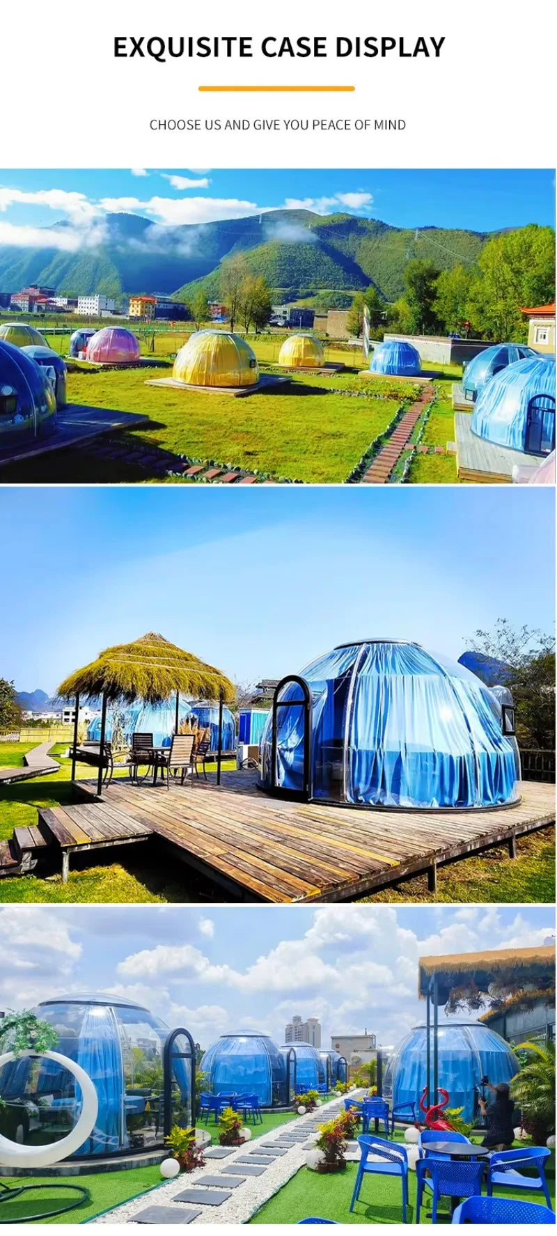 6-8 Person Inflatable Geodesic Bubble Dome Tent, Portable Foldable Igloo House for Outdoor Glamping Resort Party and Event Use