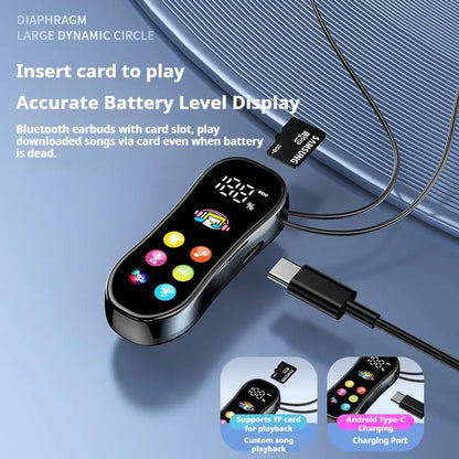 Lavalier HD Screen Bluetooth Headphones 30H Play Surround Sound Headsets Noise Reduction Wireless Earphones Handsfree In HD Mic