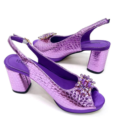 2024 Italian Design Rhinestone-encrusted Ladies Party Shoes And Special Bag High Heels And Dual Purpose Bag Women's Shoes