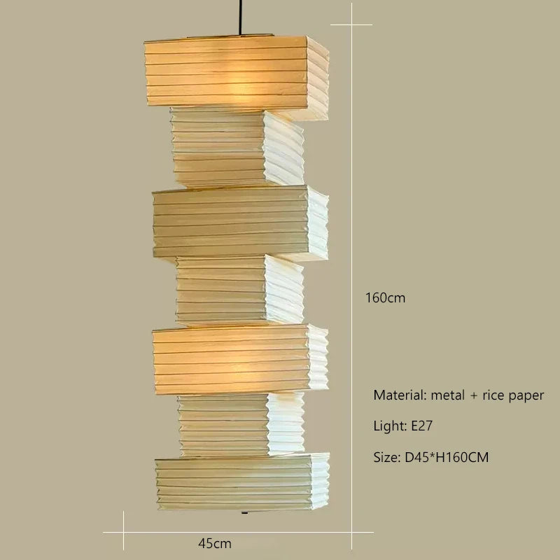 Nordic Wabi Sabi Wind Rice Paper Led Pendant Lights Living Room Bedroom Corner Chandelier Duplex Loft Home Decor Bedside Lamp