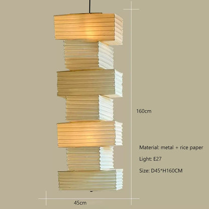 Nordic Wabi Sabi Wind Rice Paper Led Pendant Lights Living Room Bedroom Corner Chandelier Duplex Loft Home Decor Bedside Lamp