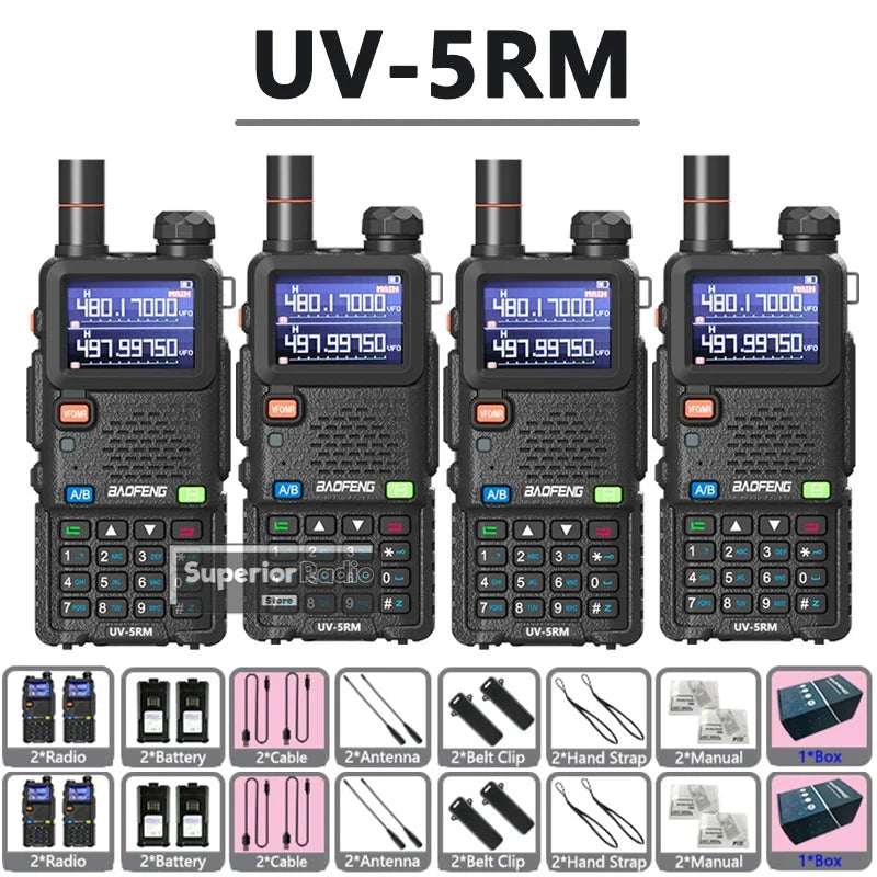 2/4PCS Baofeng UV-5RM 10W Walkie Talkie  Wireless Copy Frequency  Long Rang Type-C Charge Long Range FM Flashlight Two Way Radio