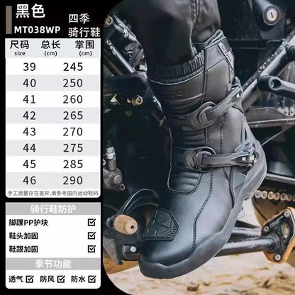 Men's Enduro Motocross Rally Boots, Waterproof TPU Leather Motorcycle Protective Boots, Anti-slip High  Off-Road Riding Shoes