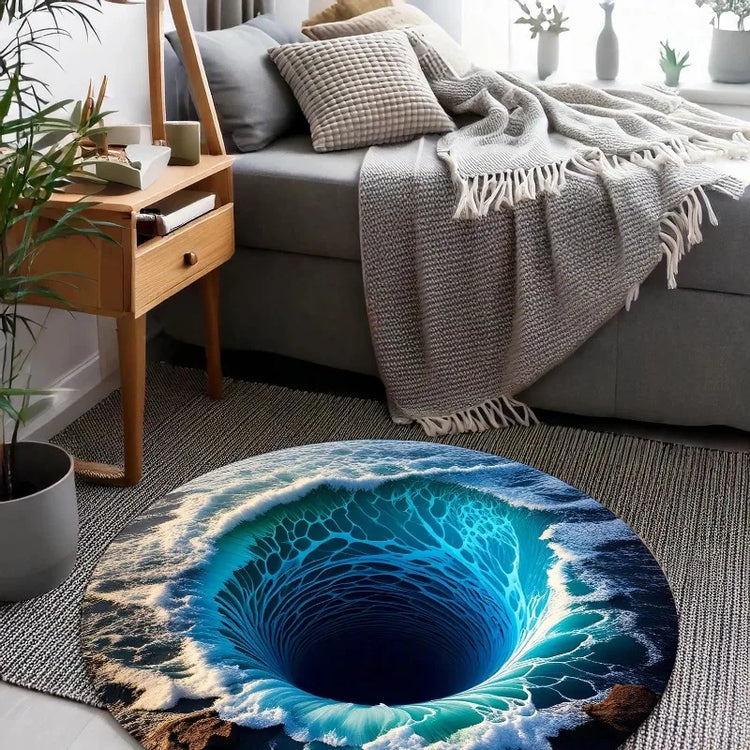 3D Vortex Rug Illusion Rug Optical Illusion Round Carpet Popular Rug Home Decor Living Room Rugs Cool Mat Housewarming Gift