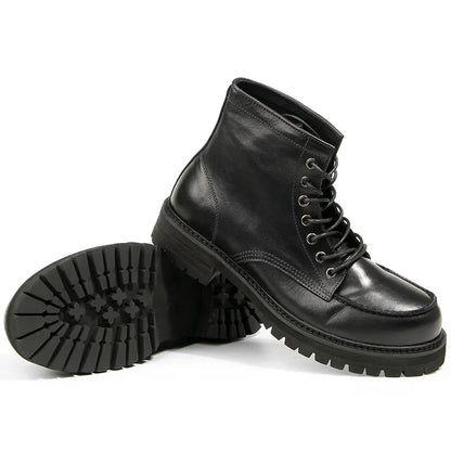 Vintage Work Boots Men's Winter High-top Leather Boots Men Mid-top Short Boots