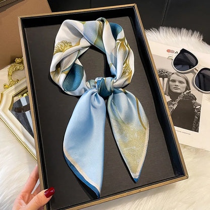 2025 Korean Satin Silk Scarf 70cm Square Women Fashion Shawl Wrap Neckerchief New Elegant