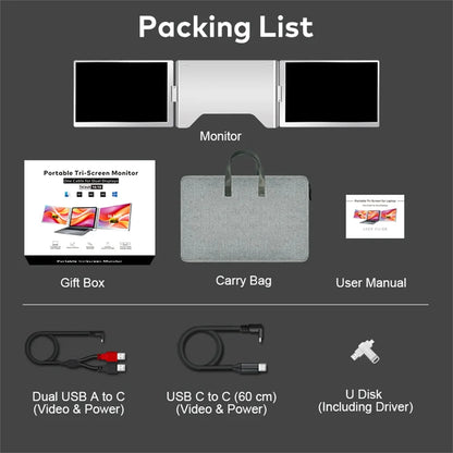 Dual Screen Display Extended Portable Monitor FHD Notebook Sub Screen Triple Screen Extender Compatible with All PC Rospider