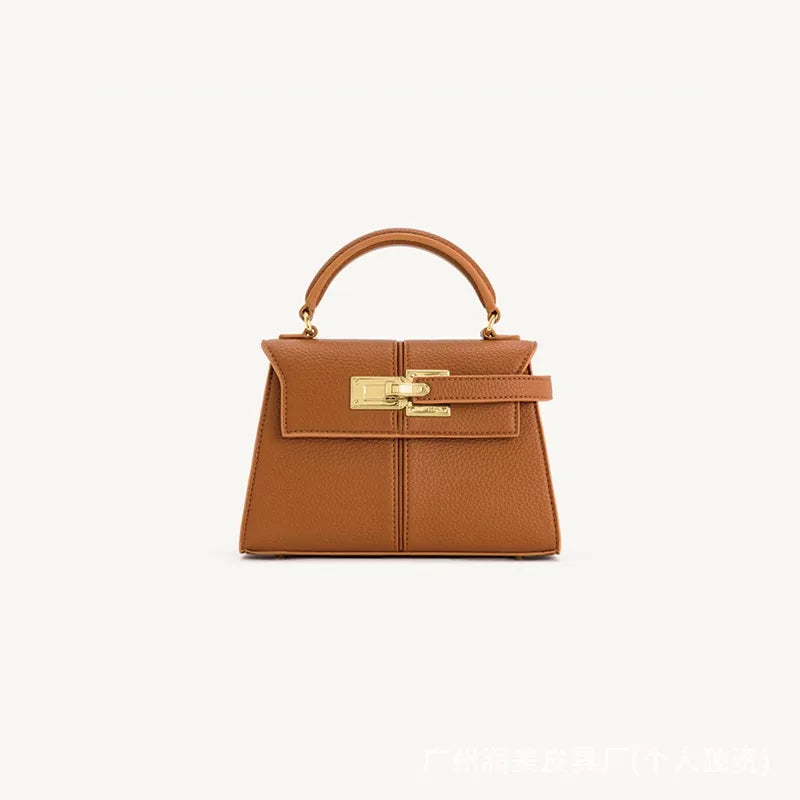 JW PEI New Trapezoidal Genuine Leather Women Handbag Niche Fashion Versatile Top Handle Luxury Ladies Shoulder Crossbody Purse