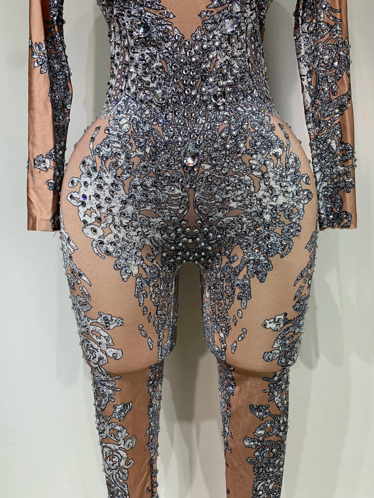 Sparkly Rhinestones Jumpsuit Fashion Sexy Stretch Dance Costume Nightclub Bodysuit Birthday Outfit Evening Party Leggings