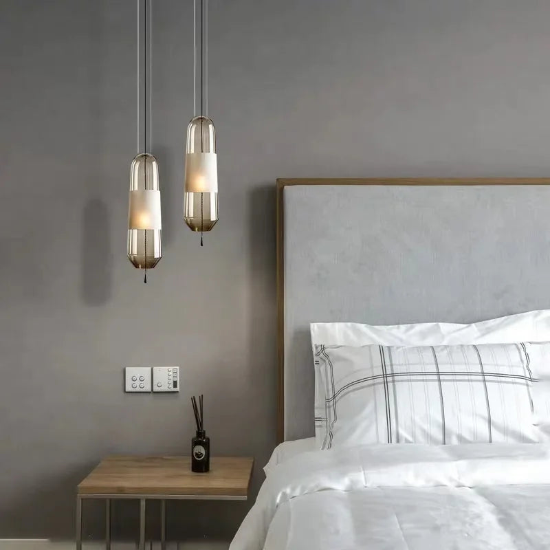 Restaurant Chandelier Lights Bedroom Bedside Living Dining Room Pendant Lamps Glass Decoration Nordic Hanging Kitchen Lighting