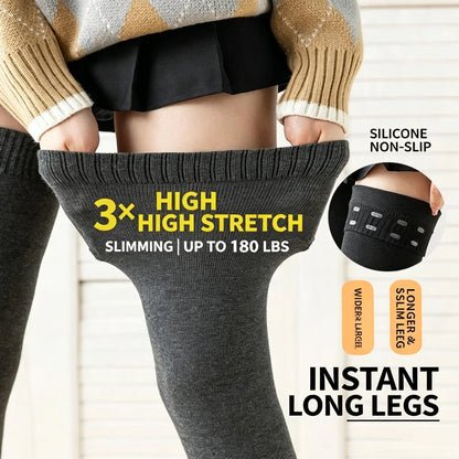 1/2Pcs Extended Over Knee High Socks Silicone Anti Slip High Tube Cotton Socks High Elasticity Loose Oversized Women's Stockings