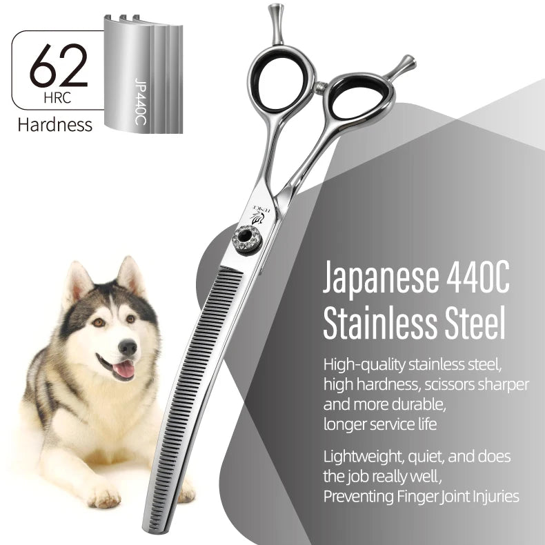 Fenice CIQ Professional 7.0/7.5 Inch JP440C Dog Grooming Scissors Curved Chunker /Thinning Scissors for Dogs Cats and Other Pets