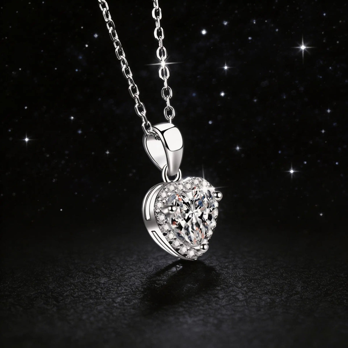 Light Luxury Heart Irregular Full Pave Choker Necklace PT950 Platinum for Women, 1 Carat Moissanite Gentle Unique Trendy Jewelry
