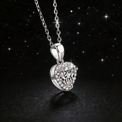 Light Luxury Heart Irregular Full Pave Choker Necklace PT950 Platinum for Women, 1 Carat Moissanite Gentle Unique Trendy Jewelry