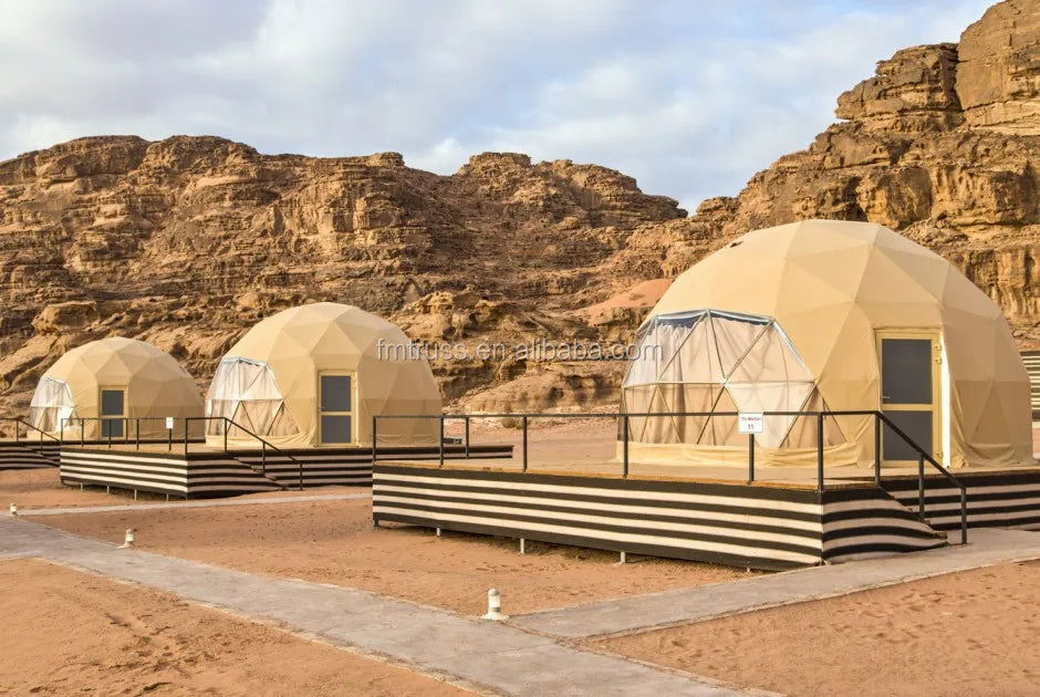 Luxury Heated Eco Hotel Decoration Prefab Transparent Geodesic Waterproof Round Dome Tent House Desert Tent Glampingg for Sale