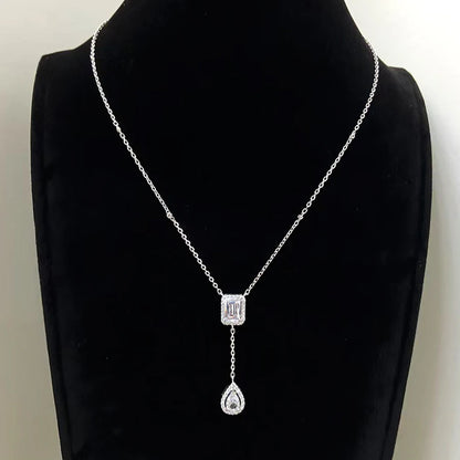 BXINY 3CT Radiant/Emerald Cut Moissanite WaterDrop Pendant Tassel Necklace 100%S925 Silver for Women NeckChain Fine Jewelry Gift
