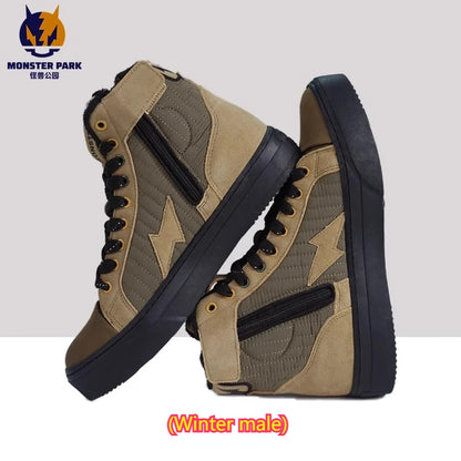 Motorcycle Boots Microfiber Off-road Motocross Shoes Anti-slip Biker Boots for Men Women Causal Motorboats Motorcycle Sneakers