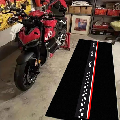 VIKAMA Red Stripe Racing Pit Mat Waterproof Anti Slip Wear Resistant Rug For Garage Motorcycle Maintenance Parking Carpet