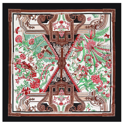 130CM Silk Scarf Women Horse Head Print Stoles Square Scarves Wraps Large Bandana Kerchief Hijabs Female Silk Foulards Sjaal