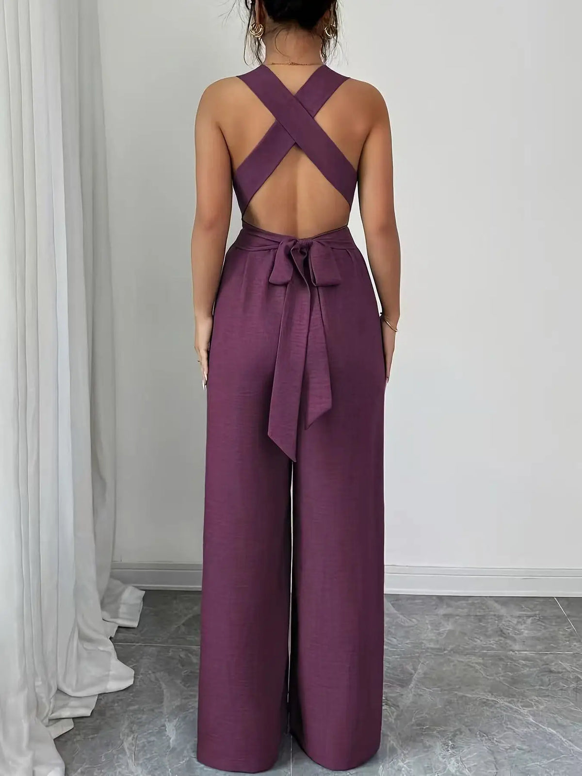 Jumpsuits women 2026 rompers new features fashion sexy V-neck backless cross-belt, wide-leg jumpsuit jumpsuits women's clothing