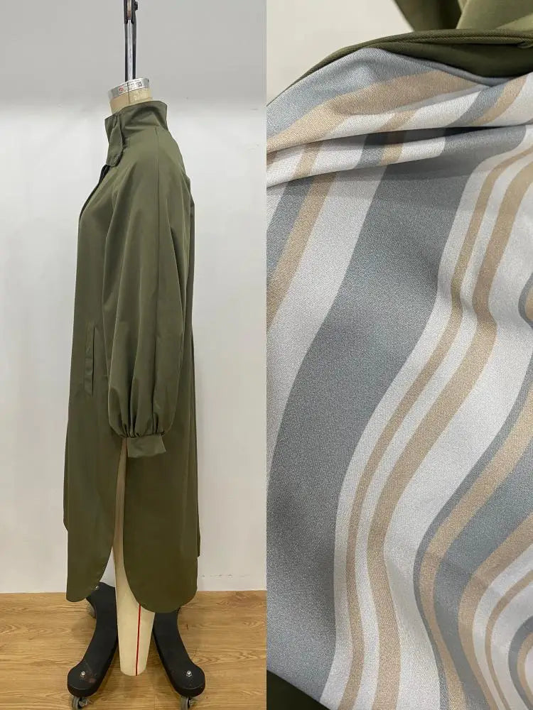 Solid Commute Women's Trench Coat Ovesized Puff Sleeve Single Breasted Long Jacket Lapel Side Slit 2026 New Autumn Lady Outwear
