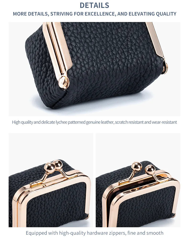 Women Wallets Small Genuine Leather Jewelry Bag Mini Headphone Bag Ring Necklace Earring Accessory Box Storage Bag Coin Purse