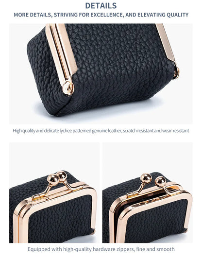 Women Wallets Small Genuine Leather Jewelry Bag Mini Headphone Bag Ring Necklace Earring Accessory Box Storage Bag Coin Purse