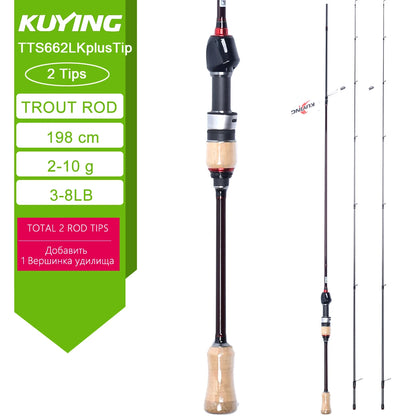 KUYING TETON Spinning Casting Rod For Fishing Lure Rods BFS Pole Carbon 0.8-8g 1-8lb FUJI Parts Baitcaster