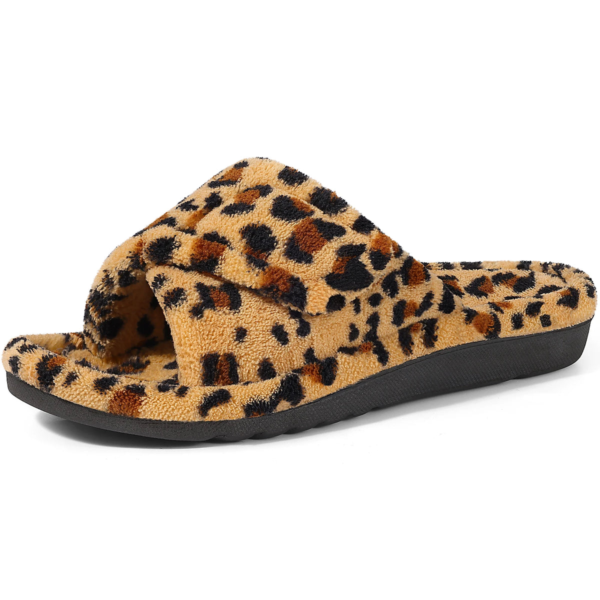 Kimdi Women's Orthopedic Slippers Winter Fur House Slippers Indoor Warm Open Toe Shoes with Arch Support Outdoor Antiskid Shoes