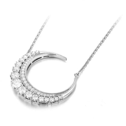 CHARMING Luxury Moon D VVS1 Moissanite Necklace 925 Sterling Silver for Women Daily Jewelry Birthday Gift Engagement Anniversary