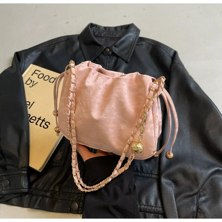 Chain Bag Ladies PU Leather Shoulder Bags Purse for Women Fashion Crossbody Bags Underarm Bag Small Square Satchel Handbag Bolas