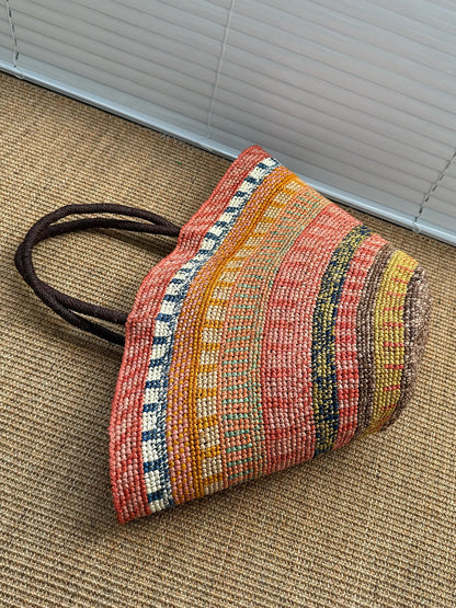 Color Raffia Straw Lady Shoulder Bag Designer Luxury Handbags Large Bag Handmade Summer Beach Purses