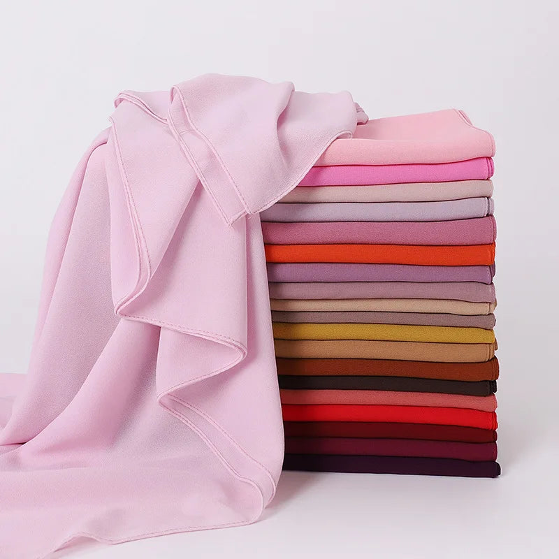 90*90CM Headwrap Heavy Chiffon Square Scarf Muslim Hijabs Women Underscarf Fashion Casual Plain Color Hijab
