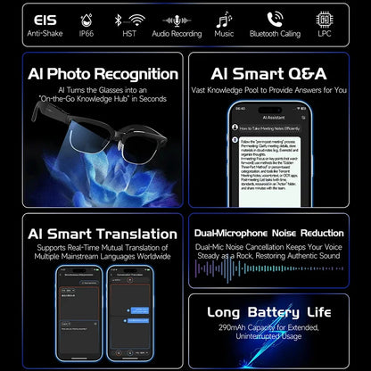 2026 New Smart AI Glasses AI Intelligent Translation 4K Ultra HD 8MP HD Camera AI Voice Wake-up Photo Recording AI Smart Glasses