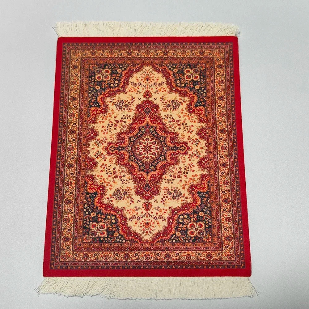 Woven flower Persian carpet small coaster wholesale merchants cheap mouse pad desk mat retro style rubber non-slip computer mats