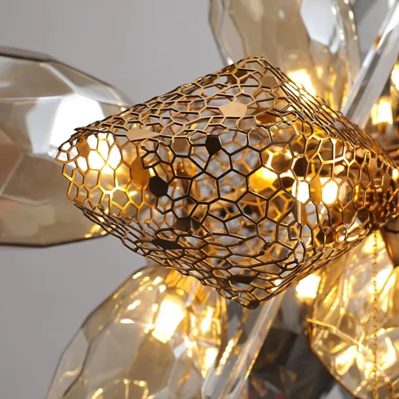 Postmodern Luxury K9 Crystal Chandelier Kitchen Island Decor LED Lighting Cognac Glass Dining Room Hanging Lights Loft Lamps