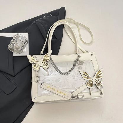 Sweet Y2k Lolita Butterfly Chain Shoulder Bags Trendy Gothic Harajuku Ita Bag Japanese Chic Women Transparent Handbags Crossbody