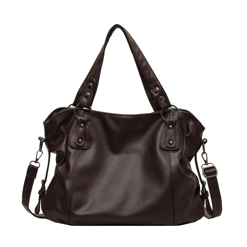 Women's Large Capacity Shoulder Casual Tote Bag Laptop Roomy Handbag Soft Leather Crossbody Business Black Big Bag A4 Sac A Main