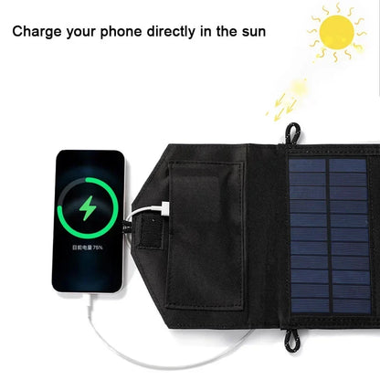 20W 6-Fold Portable Foldable Solar Charger Panel, USB 5V DC Full Time Power Output for Outdoor Mobile Power Supply