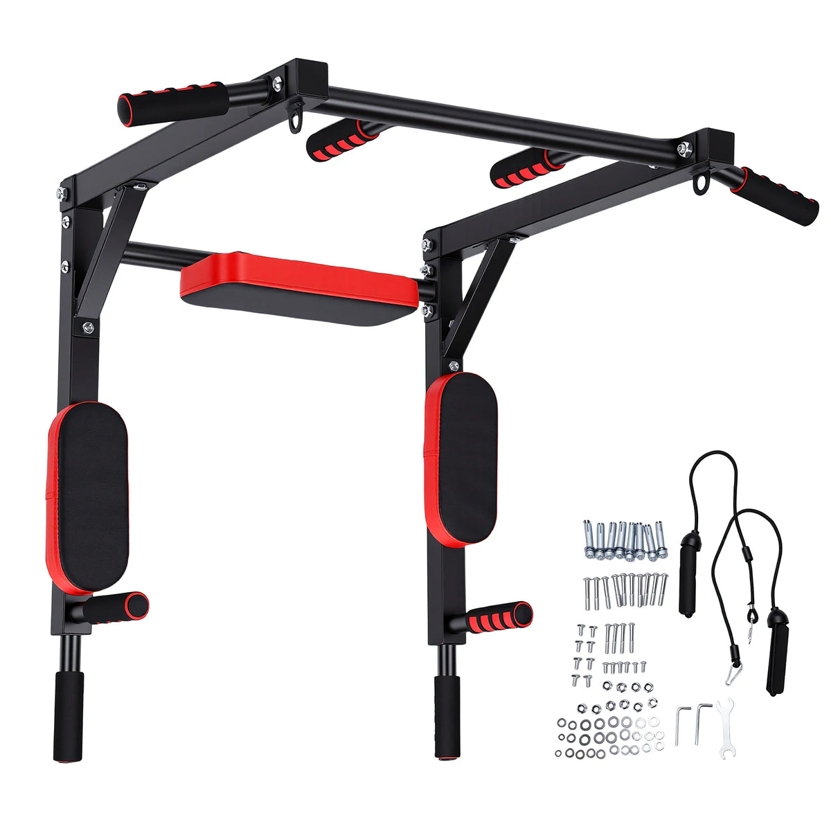 Wall Mounted Pull Up Bar Wall-Mounted Pull-Up Bar Dip Station Multifunctional for Home Gym Indoor Workout Supports to 551LBS