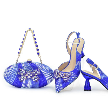 Doershow beautiful Italian Shoes And Bag Sets For Evening Party With Stones Italian Leather Handbags Match Bags!  SV1-4