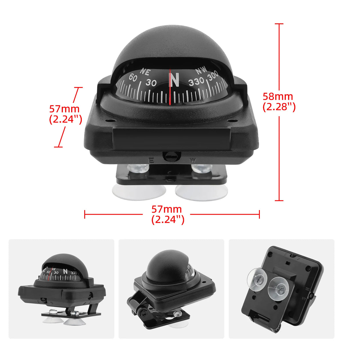 AD Universal Compass Mini Navigation Compass Rotary Adjustable Spherical Dashboard Guide Compass For Boat Vehicle Accessories