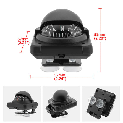 AD Universal Compass Mini Navigation Compass Rotary Adjustable Spherical Dashboard Guide Compass For Boat Vehicle Accessories