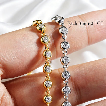 COSYA 3mm All Round Moissanite Tennis Necklace for Women 100% S925 Silver Plated 18K Gold Bubble Certified Party Fine Jewelry