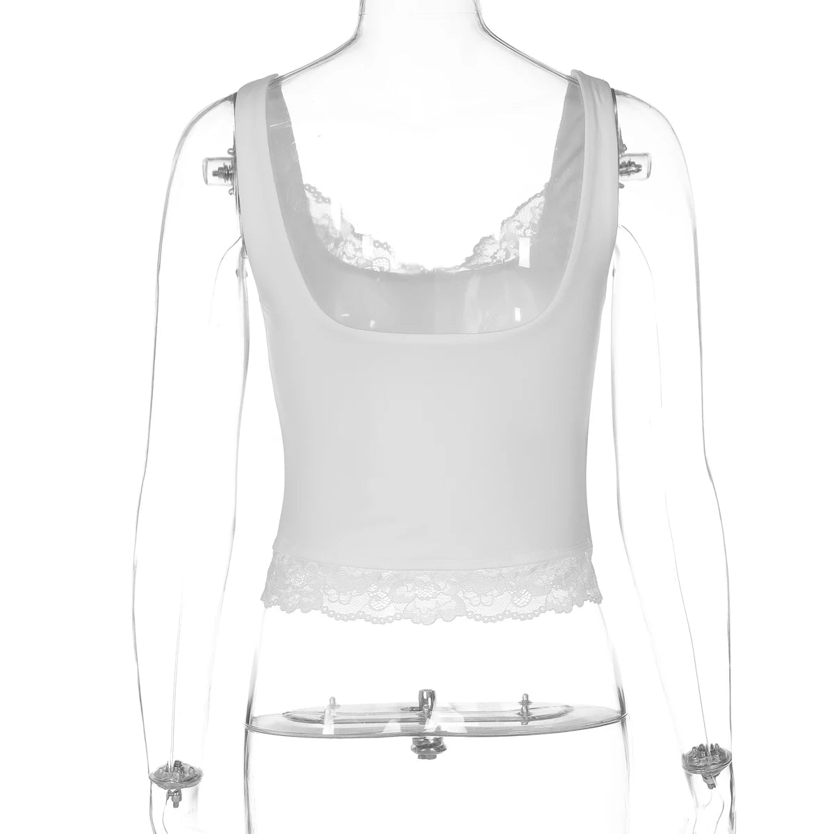 Dulzura Square Collar Backless Slim Lace Ruffles Patchwork Tank Top Women'S Fashion Sexy Y2K Top Party Vacation Summer Clothes