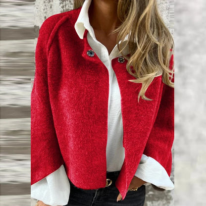 Autumn Winter Jacket Women Coats Wool Design Long Sleeve Solid Short Jacket Woman Casual Outwear